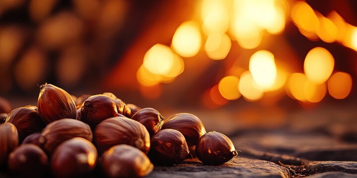 chestnuts roasting on open fire in a winter market