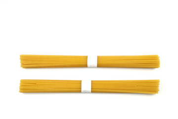 pile of spaghetti on white background, top view