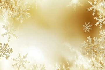 White background with golden snowflakes, with blank space for text gold and white color tones festive and special events like Christmas, New Year's Eve Generative AI