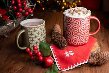 Cozy Christmas Hot Chocolate With Festive Red And Green Decor