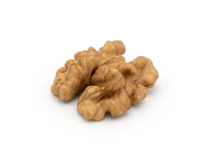 Walnut half on white background