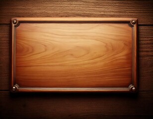 blank wood plaque award medal frame on wooden wall with room for copy or text