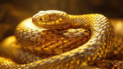 Obraz premium A golden snake made of gold