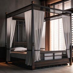 canopy bed that blends contemporary