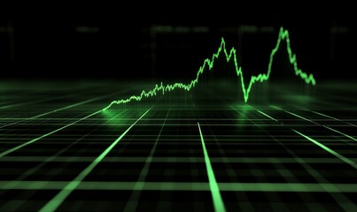 Naklejka premium Green Upward Trend Line on a Stock Market Chart