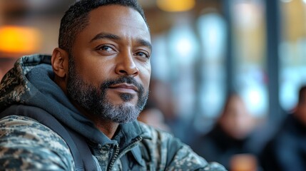 Veteran facilitates mindfulness session for veterans at a community center in the afternoon