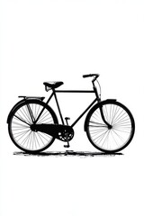 Classic black bicycle silhouette against a clean white background, emphasizing simplicity and elegance.