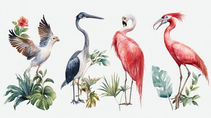 Diverse Collection of Isolated Asian Animals: A Colorful Assortment on White Background