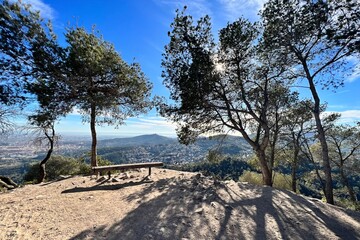 bench on a viewpoint on a hill near Barcelona
