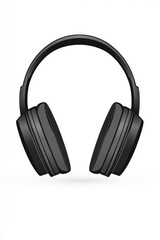 Fototapeta premium Stylish black over-ear headphones on a white background, perfect for music lovers and audio enthusiasts.