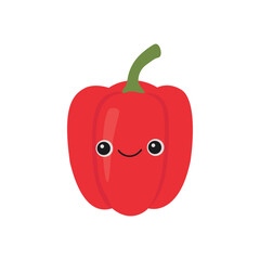 Cute red pepper with smiling face.