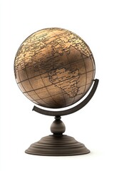 A detailed vintage-style globe featuring continents in warm hues, ideal for a study or travel-themed decor.