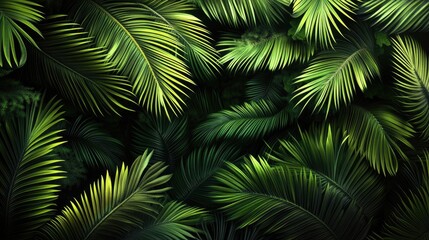 Fractal Fields: Palm Leaves Artwork Blending Abstract Shapes and Green Tones