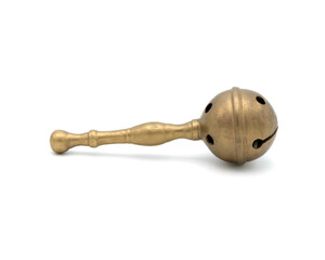 Vintage Brass Bell Isolated on White Background