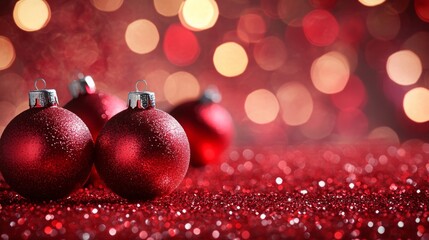 Sparkling red Christmas background with festive glitter effects.