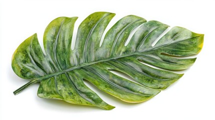 Obraz premium Tropical green monstera leaf in watercolor, isolated on white