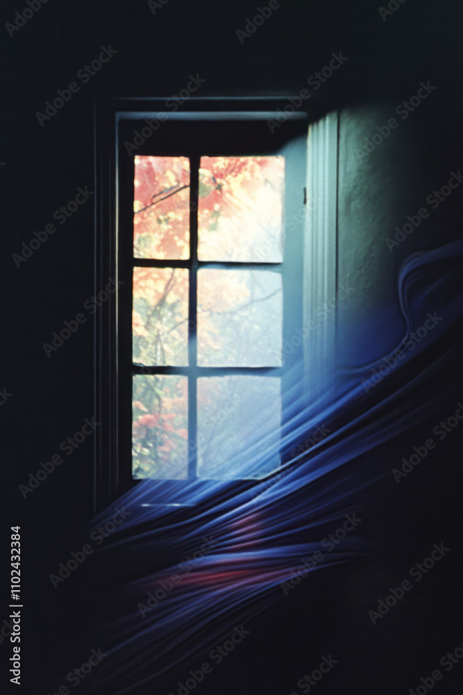 Poster mystical window with flowing light