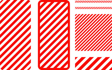 Obraz premium Attention, danger or caution sign. Various white and red warning signs with diagonal lines stripes. Danger zone background