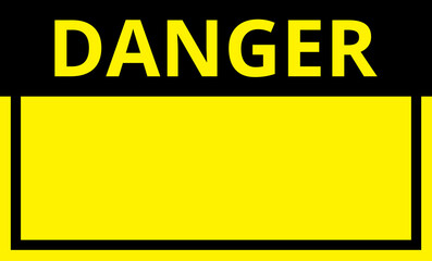 Various black and yellow warning signs with diagonal lines. Attention, danger or caution sign, warning banner, road shield.