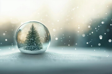 Snow Globe with Christmas Tree, Lights, and Falling Snow Background







