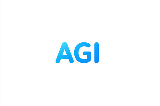a minimal agi logo in gradient blue on a clean white background symbolizing artificial general intelligence and simplicity
