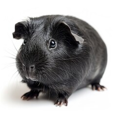 Fototapeta premium Adorable black guinea pig on a white background guinea pig guinea pig