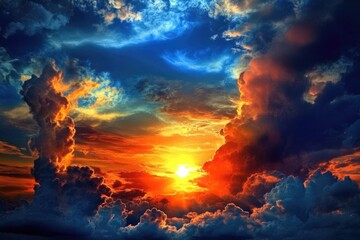Stunning Cloudscape: Vibrant Orange and Blue Hues Transforming the Sky at Sunset