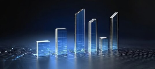 Obraz premium Glossy Translucent Chart, Visualization Of Analytics, Transparent Graph Illustration