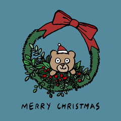 Christmas Wreath and bear