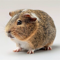 Fototapeta premium Guinea pig viewed from side on white background.