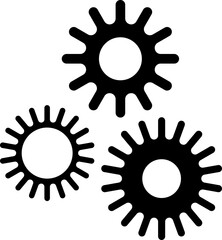 Gears icon set. Connected cogs, cogwheel gears illustration