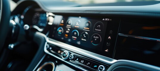Luxurious Car Interior Featuring Advanced AC Control Panel and Touchscreen Interface