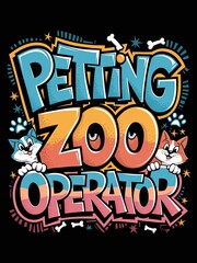 Colorful Cartoon Design with Cats and Petting Zoo Operator Text
