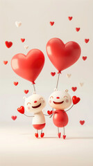 Floating red heart balloons in a soft light setting, symbolizing love and romance, with a delicate background ideal for Valentine&rsquo;s Day themes