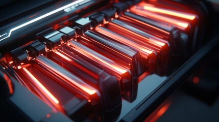 Obraz premium Futuristic mechanical design with glowing red elements and details