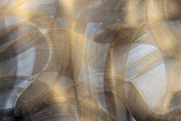 Texture Bronze, Gold glitter acrylic ink color smear brushstroke stain line blot glow paper background.