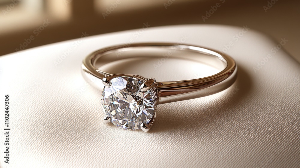 Aufkleber elegant solitaire diamond ring on soft background display