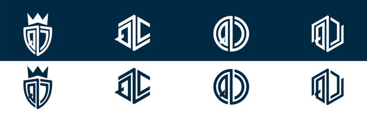 QC CQ letter logo design set