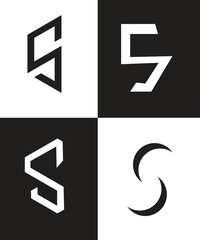 collection abstract letter S logo design. modern logotype S design with black color. vector illustration