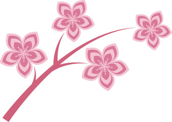 Pink Japanese cherry blossoms vector icon. Flowers, plants, spring, cute, etc.