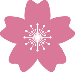 Pink Japanese cherry blossoms vector icon. Flowers, plants, spring, cute, etc.