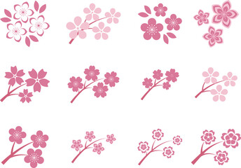 Pink Japanese cherry blossoms vector icon. Flowers, plants, spring, cute, etc.