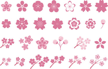 Pink Japanese cherry blossoms vector icon. Flowers, plants, spring, cute, etc.