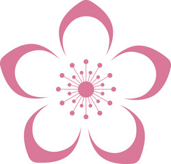 Pink Japanese cherry blossoms vector icon. Flowers, plants, spring, cute, etc.