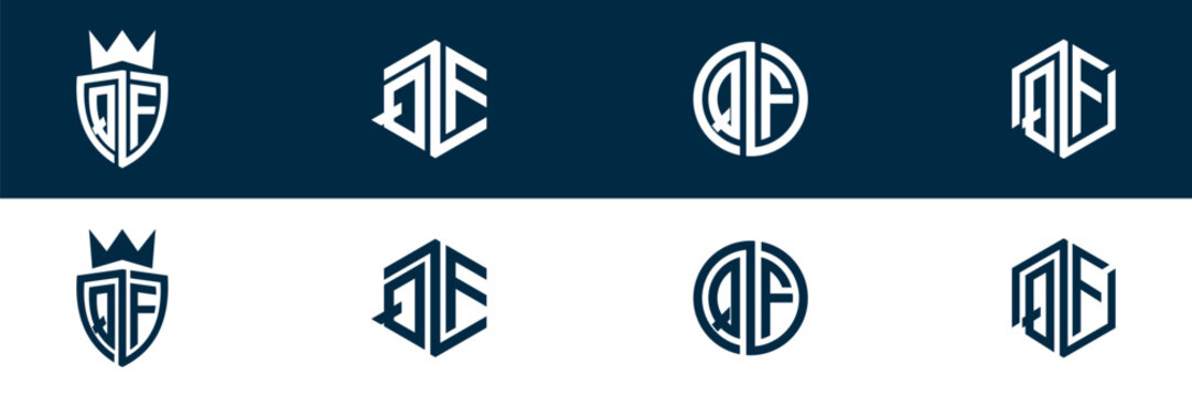 QF FQ letter logo design set