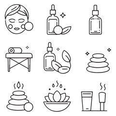 Luxury Spa & Beauty Vector Icon Set: Pastel Tones, Modern Minimalist Design