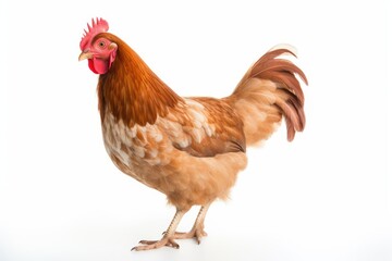 Fototapeta premium Chicken isolated on white close to the ground