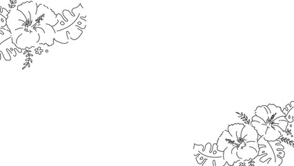 ハイビスカスの花飾りのフレーム