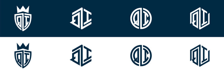 QI IQ letter logo design set
