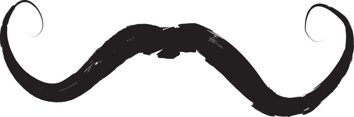 Grunge textured male mustaches . Brush strokes . Mustaches logo. Barbershop advertising .Vector